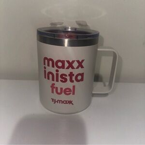 T.J.Maxx White Travel Mug with Pink Logo